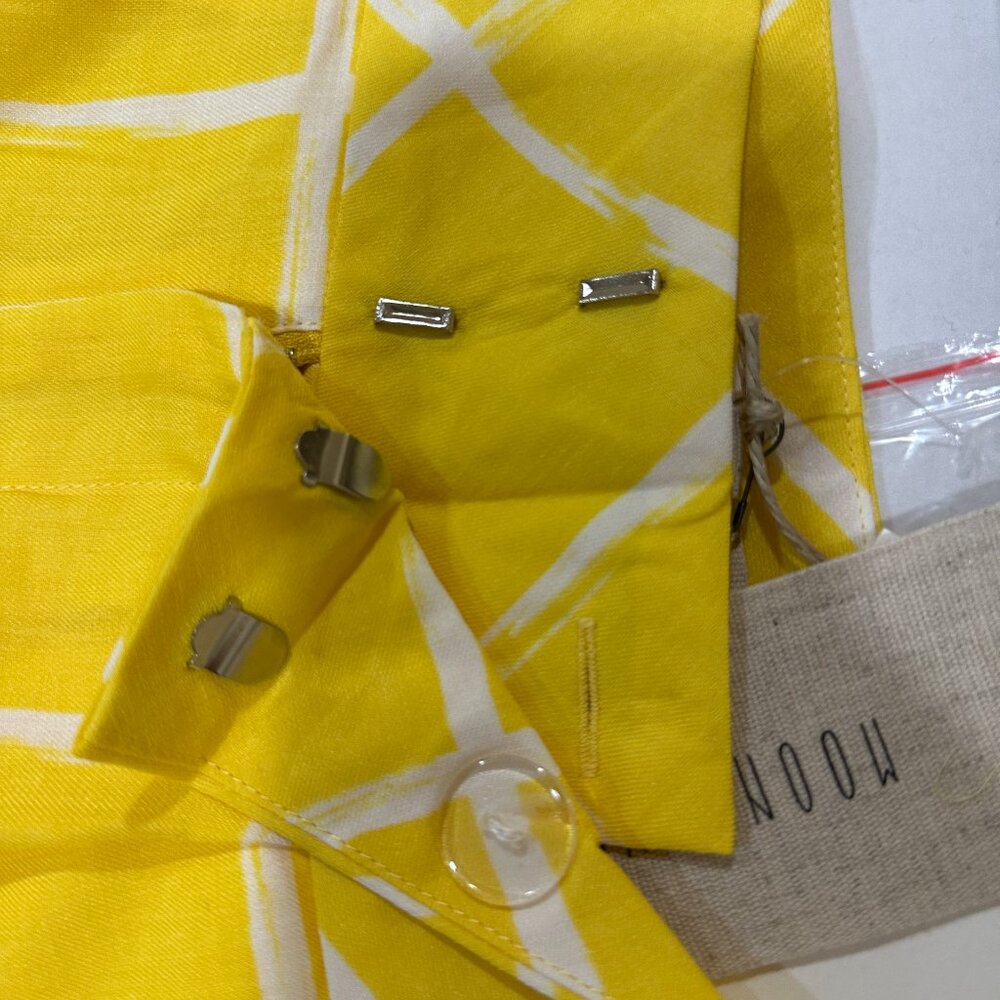 NWT MOON RIVER Anthropology Yellow White Wide Leg Trousers Women Sz S - Picture 7 of 13